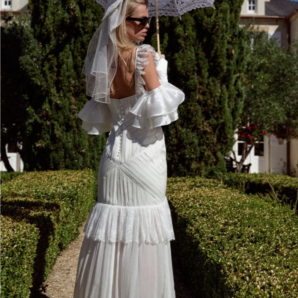 For Love And Lemons White Ruffled Tiered Gown Vivian - Picture 4 of 4